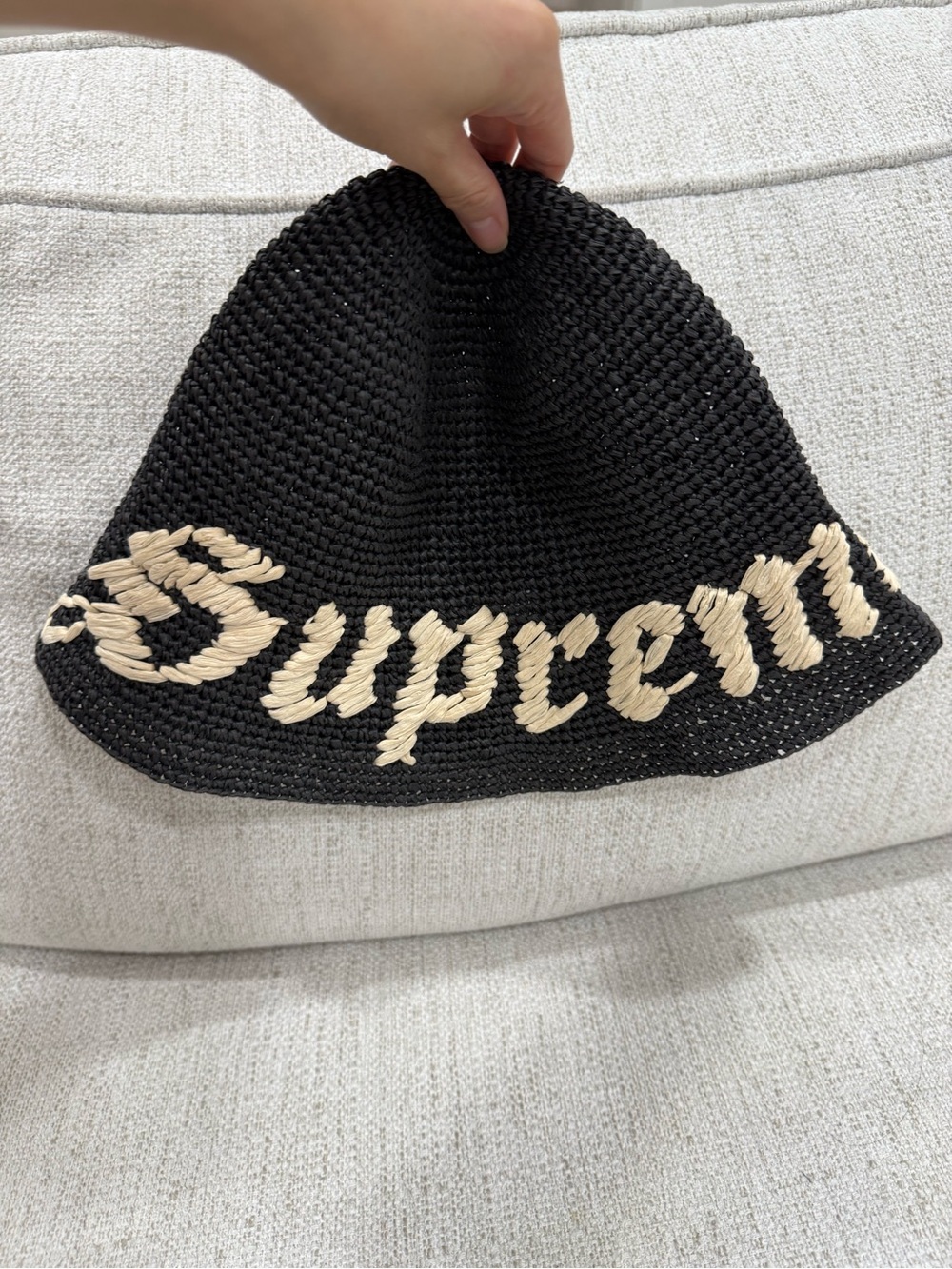 Supreme SS23 Old English Straw Crusher Bucket Hat Black